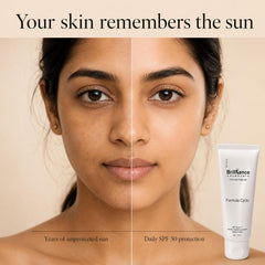 Brilliance Mineral Sunscreen SPF 50+++ Advanced Shield 25% Zinc Oxide + 2% Niacinamide + 1% Hyaluronic Acid + Vitamin C