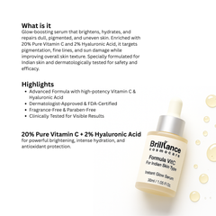 Vitamin C 20% and Hyaluronic Acid 2% for Glowing Skin | Vitamin C Serum for All Indian Skin,