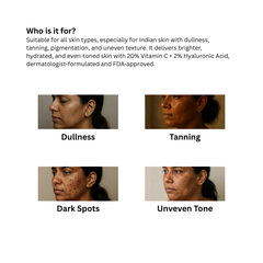 Vitamin C 20% and Hyaluronic Acid 2% for Glowing Skin | Vitamin C Serum for All Indian Skin,