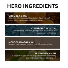 Vitamin C 20% and Hyaluronic Acid 2% for Glowing Skin | Vitamin C Serum for All Indian Skin,